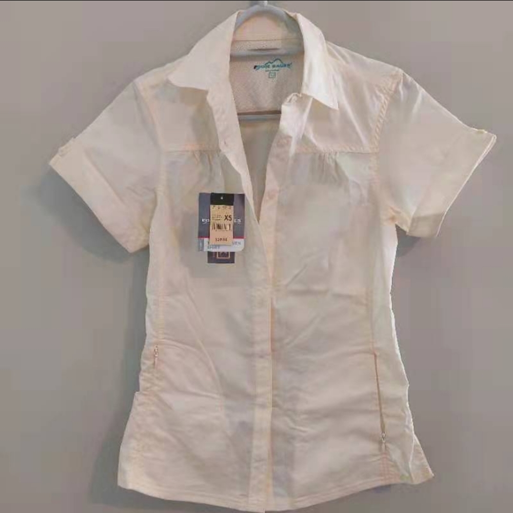 NWT Eddie Bauer Travex Haven Short Sleeve Cotton Blend Shirt - XS/S